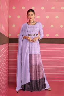 Voilet Colour Trending Ethnic Embroidered Partywear Salwaar Kameez