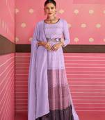 Voilet Colour Trending Ethnic Embroidered Partywear Salwaar Kameez