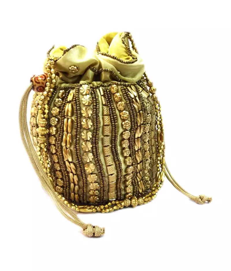 Golden floral motif Designer potli