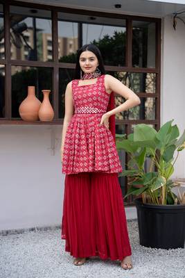 Maroon bandhej pure cotton salwar 1