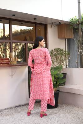 Pink block print pure cotton salwar 4