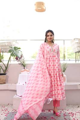 White block print pure cotton salwar 1
