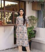 Beige ikat silk salwar