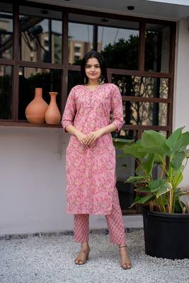 Pink block print pure cotton salwar 1
