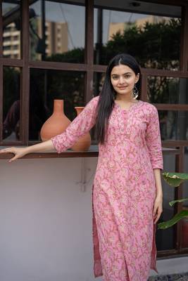 Pink block print pure cotton salwar 2