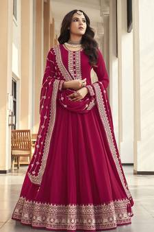 Hot Pink Color Georgette Classic Anarkali Suit