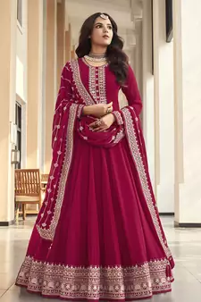 Hot Pink Color Georgette Classic Anarkali Suit