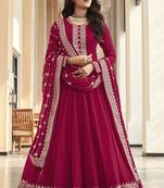 Hot Pink Color Georgette Classic Anarkali Suit