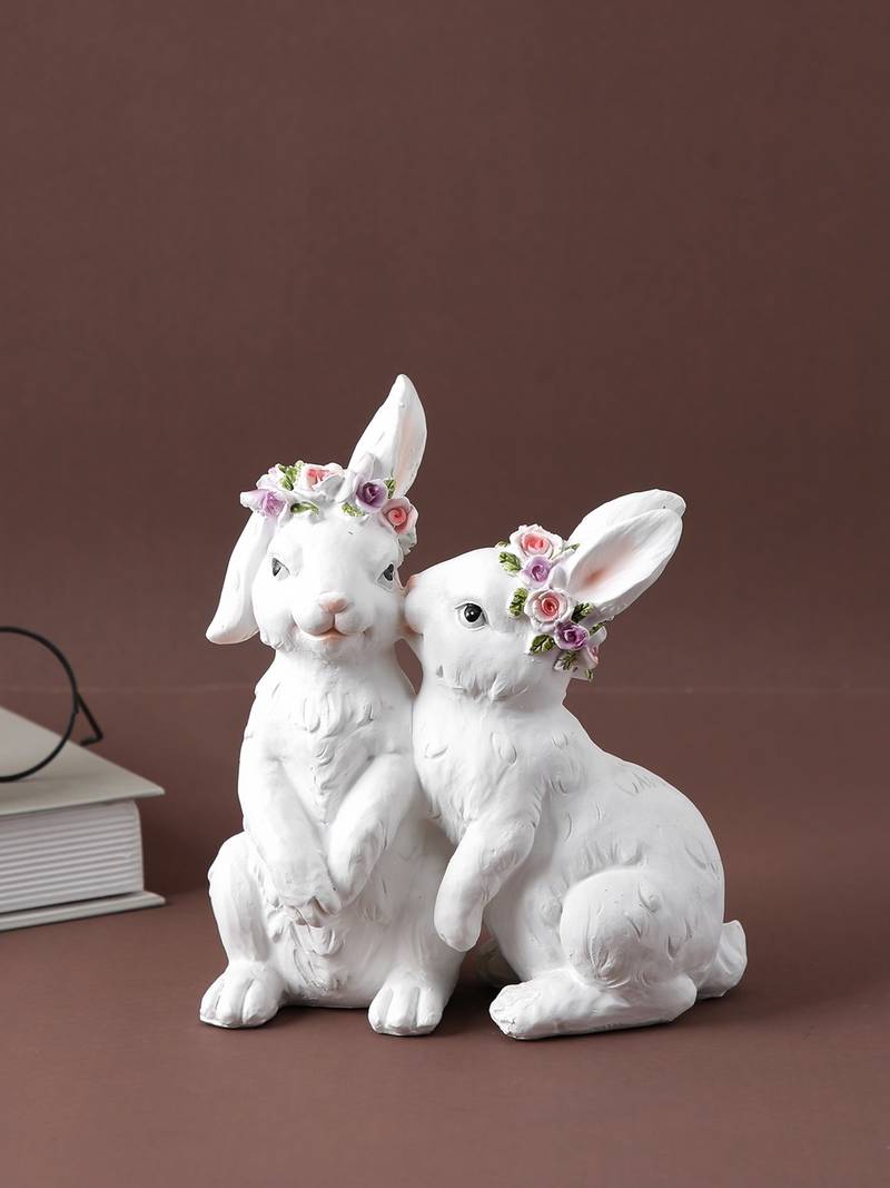 Kissing Couple Bunny Ceramic Showpiece
