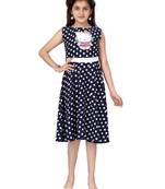 Blue printed blended cotton kids-frocks