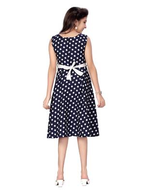 Blue printed blended cotton kids-frocks 4