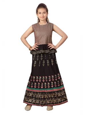 Black printed cotton stitched lehenga 5