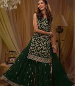 Party Wear Georgette Green Sharara Suit