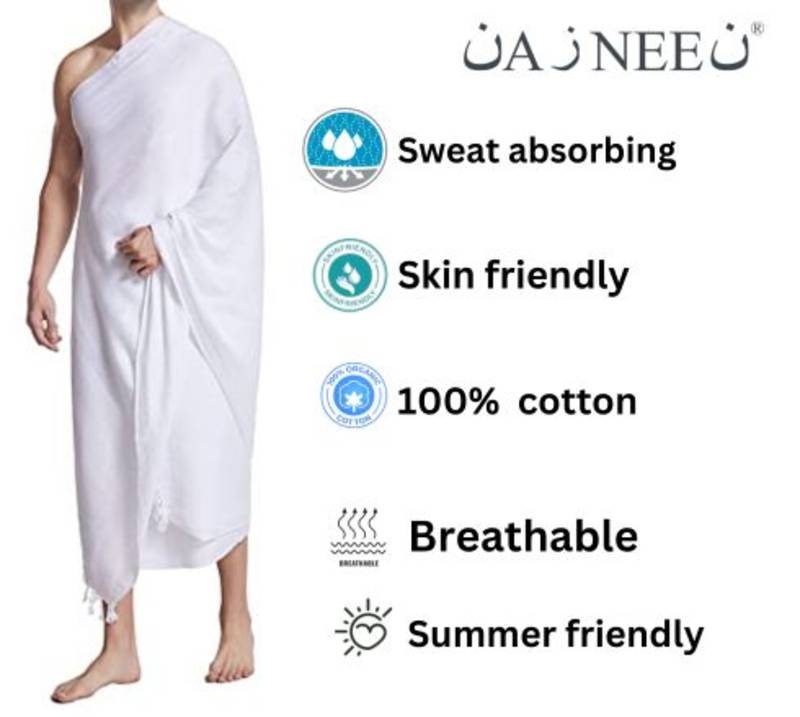 Nazneen Ihram Ehram Ahram for Men in prayer of Hajj and Umrah 2pcs set(top and Bottom)