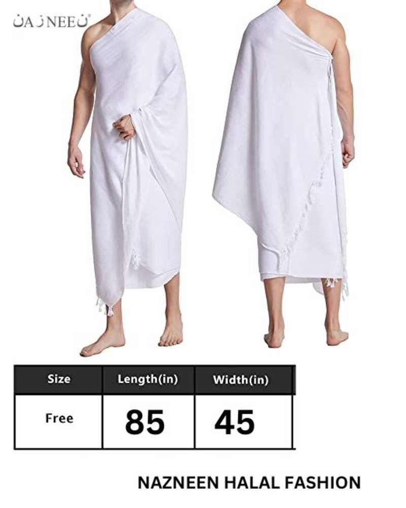 Nazneen Ihram Ehram Ahram for Men in prayer of Hajj and Umrah 2pcs set(top and Bottom)