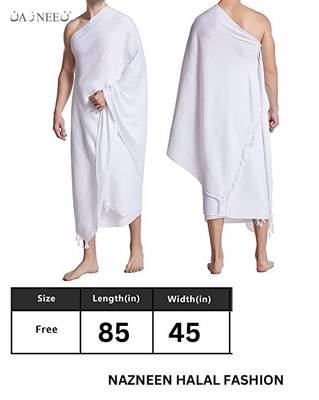Janab-E-Aala Ihram Ehram Ahram for Men in prayer of Hajj and Umrah 2pcs set(top and Bottom) 4