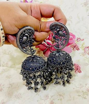 Antique silver ghungroo jhumka 1