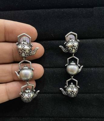 Indian Oxidise Kettle teapot earrings 2