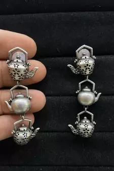 Indian Oxidise Kettle teapot earrings