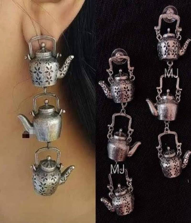 Indian Oxidise Kettle teapot earrings