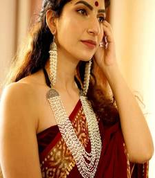 Multilayer white pearl long necklace set