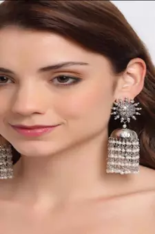 Chakra jhumka with pearls