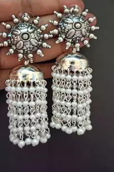 Chakra jhumka with pearls