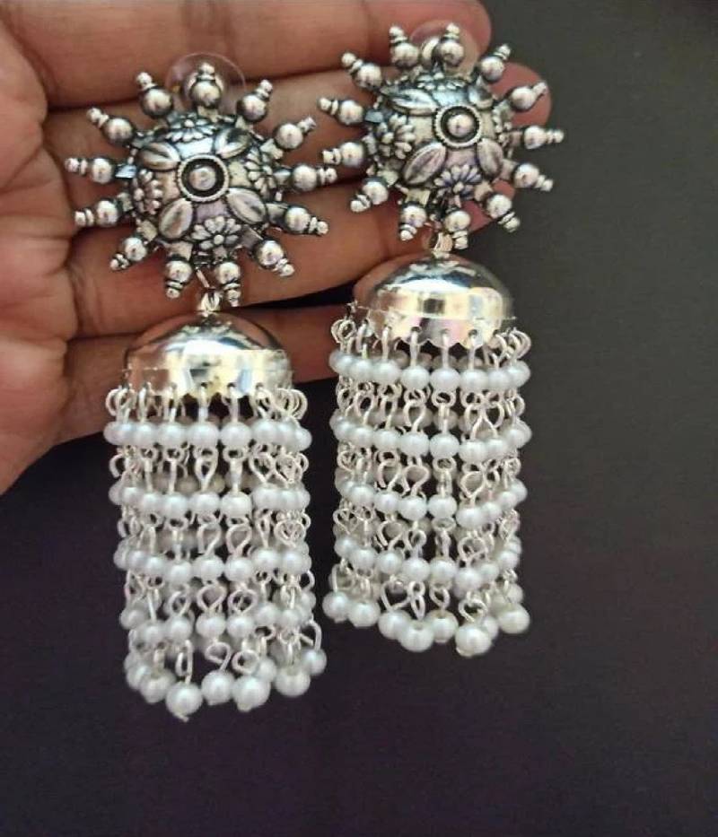 Chakra jhumka with pearls