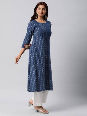 Blue woven cotton cotton-kurtis 4