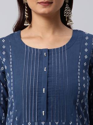Blue woven cotton cotton-kurtis 5