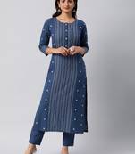 Blue woven cotton cotton-kurtis