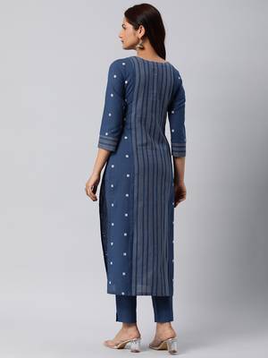 Blue woven cotton cotton-kurtis 2