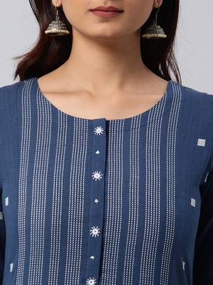 Blue woven cotton cotton-kurtis 5