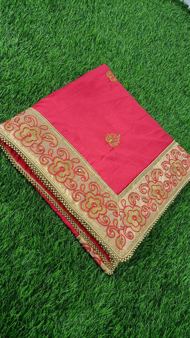 Trendmalls Womens Silk Heavy Embroidery Half & Half Pink Party Wear Saree With Blouse