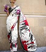  Multicolor Printed Satin Saree With Blouse