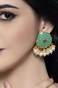 Green pearl earrings