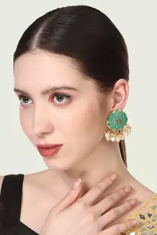 Green pearl earrings