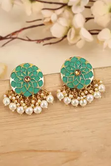 Green pearl earrings