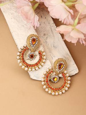 Orange pearl earrings 1