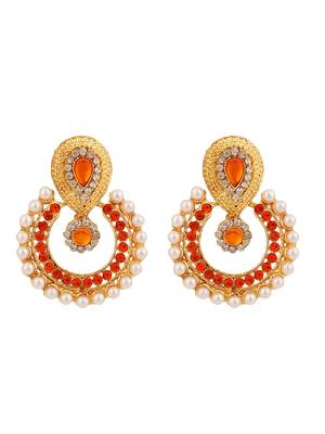 Orange pearl earrings 2