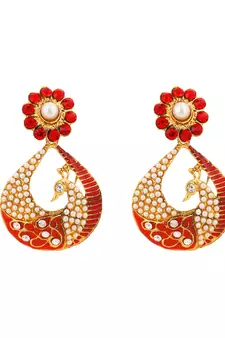 Red cubic zirconia earrings