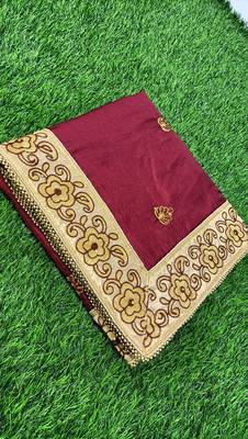 Trendmalls Womens Silk Heavy Embroidery Half & Half Brown Party Wear Saree With Blouse 4