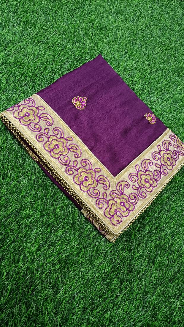 Trendmalls Light Purple Silk Fabric Embroidered Designer Indian Wedding Saree with Blouse