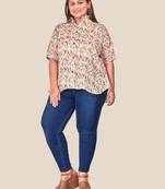 Stylish chanderi floral print modal  ladies Shirt-Pink