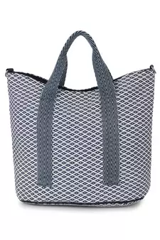 Boho Blue & White Cotton Canvas Jaquard Diamond Jacquard Handheld Bag
