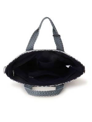 Boho Blue & White Cotton Canvas Jaquard Diamond Jacquard Handheld Bag 3