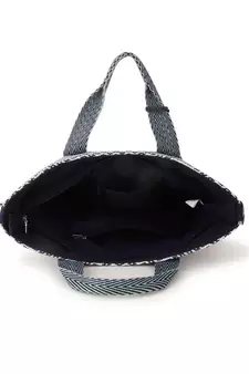 Boho Blue & White Cotton Canvas Jaquard Diamond Jacquard Handheld Bag