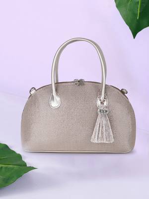 Classic Champagne Cotton Lurex Diamond Jacquard Handheld Bag 1