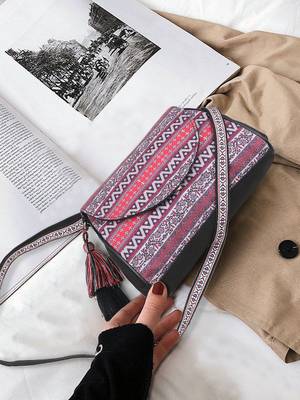 Tribal Wine & Multi Polycotton Ethnic Motifs Printed Sling Bag 1