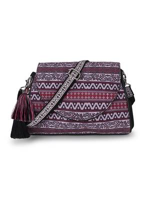 Tribal Wine & Multi Polycotton Ethnic Motifs Printed Sling Bag 2